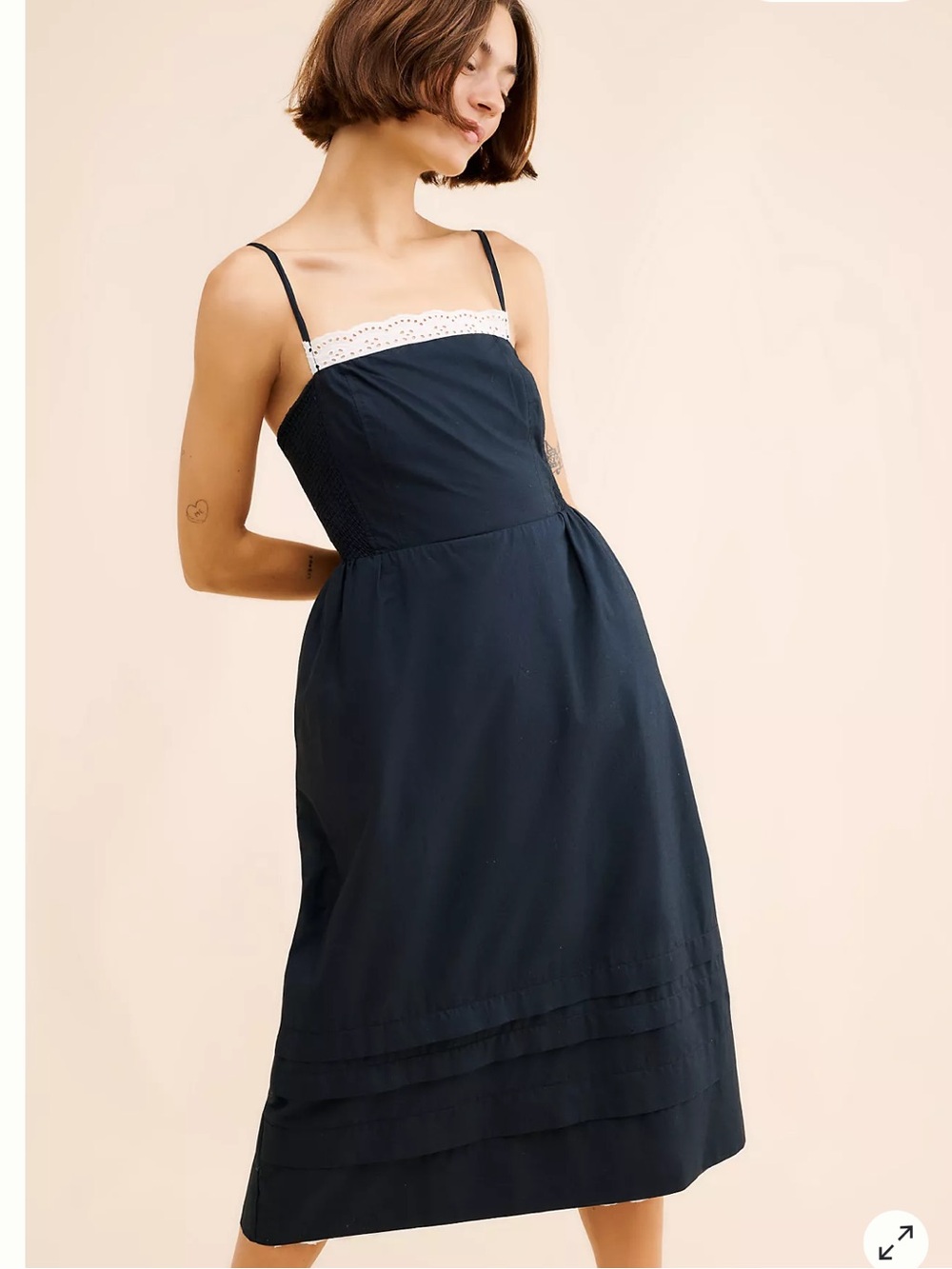 Anthropologie Poplin Midi Dress w Eyelet Trim S